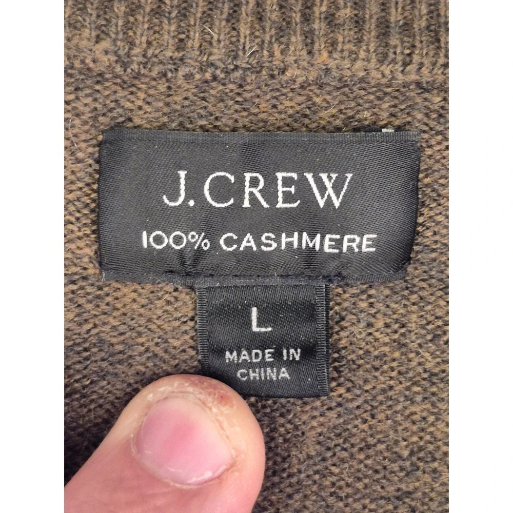 J.Crew Mens 100% Cashmere Crewneck Sweater Green Heather J6384 FA19 Large